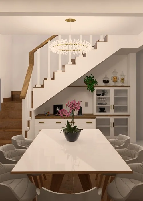 Interior space represented in photorealistic 3D