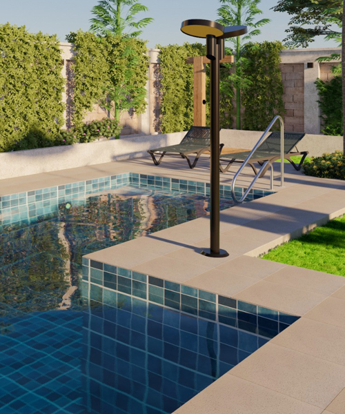 Projeto 3D de Área Externa com Piscina