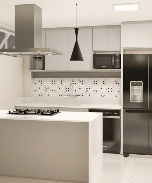 3D rendering of a residential apartment in Ipanema, Rio de Janeiro