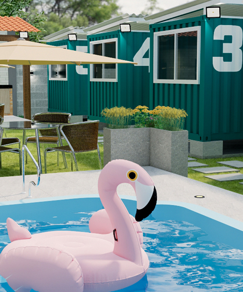Projeto 3D de Hostel de Containers