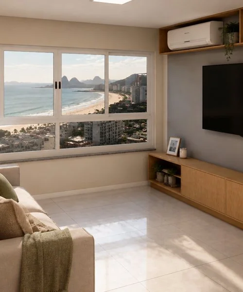 3D rendering of a residential apartment in Ipanema, Rio de Janeiro